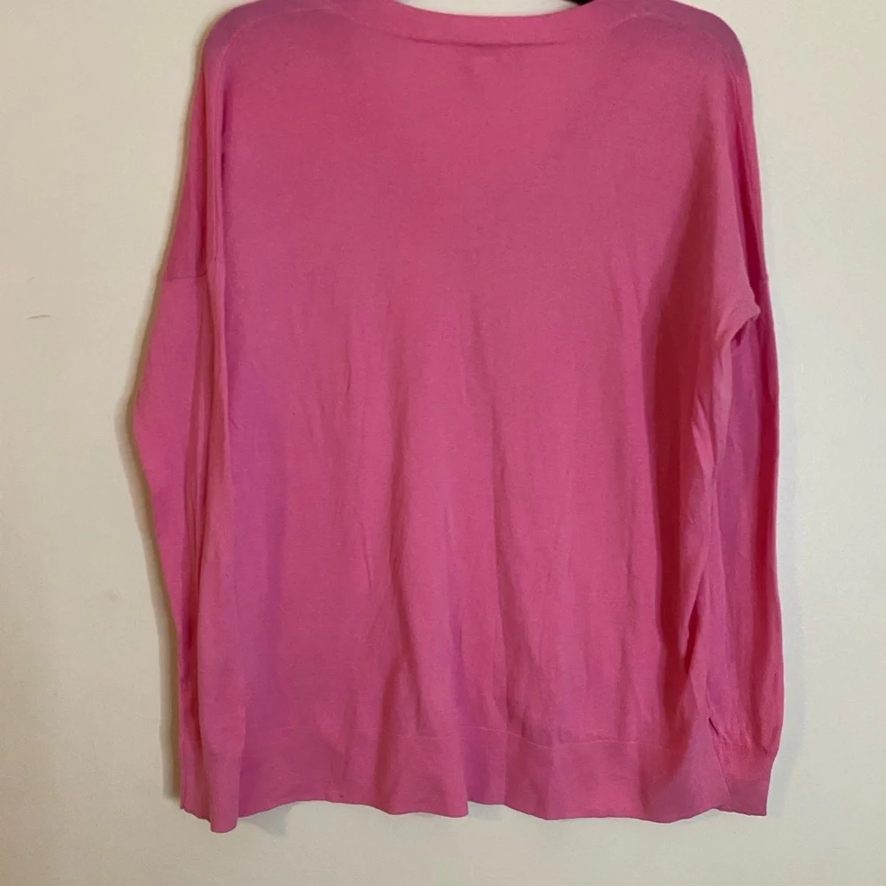 J. Crew Cotton Women's V-Neck Pink oversized Sweater